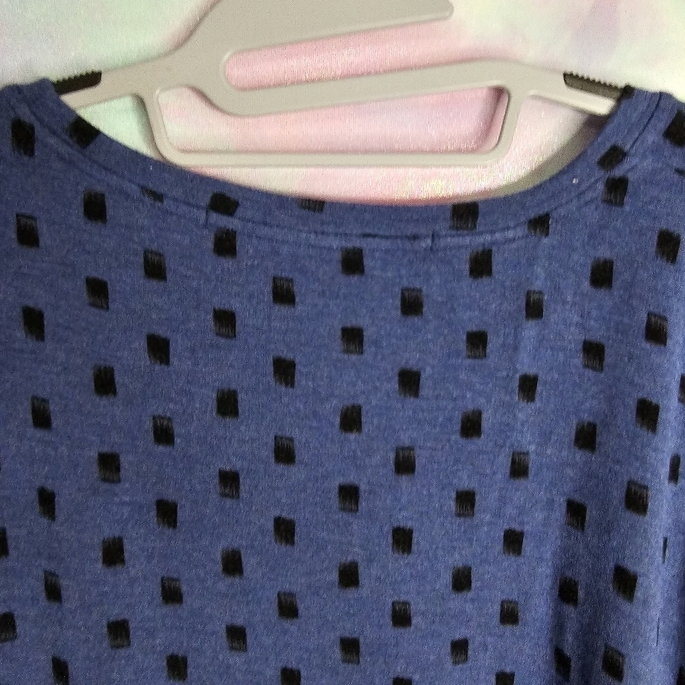 Kensie Women's Blue & Black Dot Print Long-Sleeved Top Size XL - Picture 8 of 11